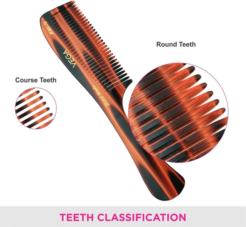 VEGA Handcrafted Grooming Hair Comb for Men & Women | Premium Tortoise Shell Cellulose Acetate Styling Comb | Anti-Static, Smooth Rounded Teeth to Prevent Hair Breakage & Stimulate Scalp (Brown) - Image 5